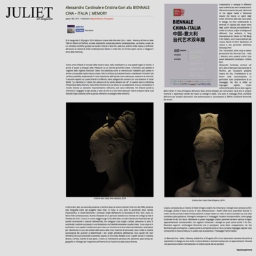 JULIET ART MAGAZINE
Alessandro Cardinale e Cristina Gori alla Biennale Cina - Italia
By Spazio Supernova JULIET ART MAGAZINE
Alessandro Cardinale e Cristina Gori alla Biennale Cina - Italia
By Spazio Supernova